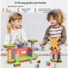 Manyetik Yapı Blokları – Çocuklar Için Renkli Eğitici Geliştirici 3 Boyutlu 100 Parça Manyetik Küp Oyun Seti – Mc Minecraft Manyetik Küpler