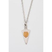 Bu Farklı Ok Ucu Aslan Figürlü  Zincir Kolye - Gümüş Kaplama - Erkek Kadın Kolye - KOD:1601