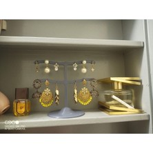 Gri Dekoratif 12 Delikli Küpe Askısı, 15 Cm, Şık ve Kullanışlı Tasarım