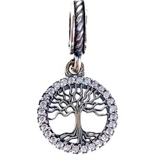 Keskin Gümüş Gümüş Işıltılı Aile Yaşam Ağacı Pan Tasarım Bileklik Uyumlu Kadın Charm Sevgililer Günü Hediye