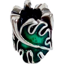 Keskin Gümüş Gümüş Yeşil Devetabanı Yaprakları Pan Tasarım Bileklik Uyumlu Kadın Charm 1 Sevgililer Günü Hediye