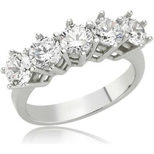 Gümüş 5 Taş Bayan Yüzük 14