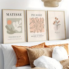 Doğal Ahşap Çerçeveli Uv Baskı 3'lü Matisse ve Picasso Tablo Seti – Modern & Şık Duvar Dekoru