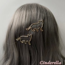 2'li Kedi Figürlü Klipsli Metal Saç Tokası Gold - Sade ve Şık Kıstırmalı Saç Toka