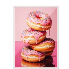 Beyaz Çerçeveli Tablo, Donut Kulesi Mizahi Çizim, Genç Odası Dekoru Poster No: 109483