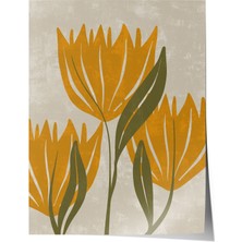 Çerçevesiz Poster, Sarı Minimalist Çiçek Illüstrasyonu, Mutfak Dekoru Poster No: 107952