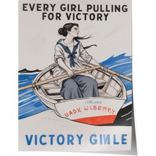 Çerçevesiz Poster, Retro Kadın Afişi – Victory Girl, Ofis Dekoru Poster No: 108145