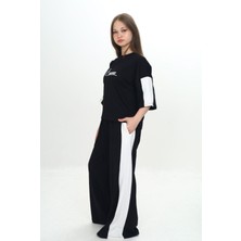 Kız Çocuk %100 Pamuk London Baskılı Oversize Garnili Truvakal Kollu Eşofman TAKIMI-293-EŞT-0010