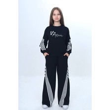 Kız Çocuk %100 Pamuk Şeritli Oversize 2 Iplik Alt&üst Eşofman TAKIMI-305-EŞT-0009