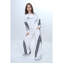 Kız Çocuk %100 Pamuk Şeritli Oversize 2 Iplik Alt&üst Eşofman TAKIMI-305-EŞT-0009