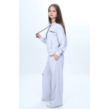 Kız Çocuk %100 Pamuk Kapüşonlu Fermuarlı 2 Iplik Alt&üst Eşofman TAKIMI-309-EŞT-0002