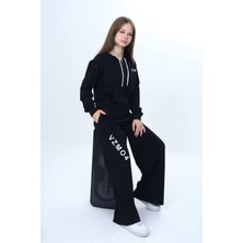 Kız Çocuk %100 Pamuk Kapüşonlu Fermuarlı 2 Iplik Alt&üst Eşofman TAKIMI-309-EŞT-0002