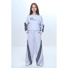 Kız Çocuk %100 Pamuk Şeritli Oversize 2 Iplik Alt&üst Eşofman TAKIMI-305-EŞT-0009