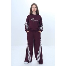 Kız Çocuk %100 Pamuk Şeritli Oversize 2 Iplik Alt&üst Eşofman TAKIMI-305-EŞT-0009