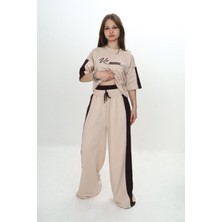 Kız Çocuk %100 Pamuk London Baskılı Oversize Garnili Truvakal Kollu Eşofman TAKIMI-293-EŞT-2010