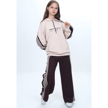 Unisex Çocuk %100 Pamuk Kapüşonlu ve Çıtçıtşı Oversize Alt&üst Trend Eşofman TAKIMI-302-EŞT-2008