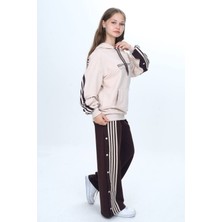 Unisex Çocuk %100 Pamuk Kapüşonlu ve Çıtçıtşı Oversize Alt&üst Trend Eşofman TAKIMI-302-EŞT-2008