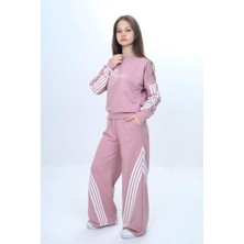 Kız Çocuk %100 Pamuk Şeritli Oversize 2 Iplik Alt&üst Eşofman TAKIMI-305-EŞT-2009