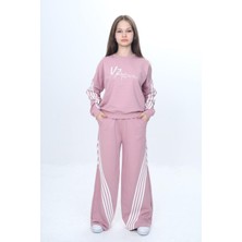 Kız Çocuk %100 Pamuk Şeritli Oversize 2 Iplik Alt&üst Eşofman TAKIMI-305-EŞT-2009
