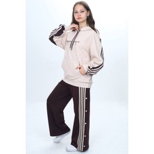 Unisex Çocuk %100 Pamuk Kapüşonlu ve Çıtçıtşı Oversize Alt&üst Trend Eşofman TAKIMI-302-EŞT-2008