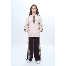 Unisex Çocuk %100 Pamuk Kapüşonlu ve Çıtçıtşı Oversize Alt&üst Trend Eşofman TAKIMI-302-EŞT-2008