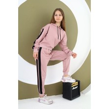 Kız Çocuk %100 Pamuk Kapüşonlu  Alt&üst Eşofman TAKIMI-EŞT-2025