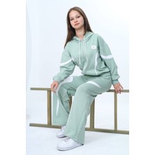 Kız Çocuk %100 Pamuk Garnili Kapüşonlu Fermuarlı Oversize Alt&üst Trend Eşofman TAKIMI-315-EŞT-2003