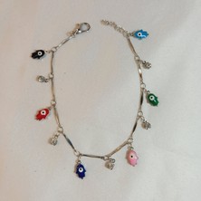 Crystal Atelier Renkli Taşlı Fatma Ana Eli Bileklik, Fatma Ana Eli Gümüş Kaplama Bileklik, Renkli Fatma Ana Eli Taşlı Çelik Bileklik, Nazar Boncuklu Kadın Bileklik, Fatma Ana Eli Şans Bilekliği