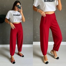 Defy Moda Kadın Yüksek Bel Krep Pantolon