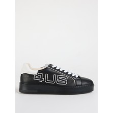 4us Siyah-Beyaz Erkek Deri Sneaker Jerry 100