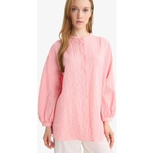 DeFacto Relax Fit Bisiklet Yaka Gofre Dokulu Uzun Kollu Tunik D4145AX25AU