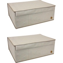 2'li Kahverengi Çizgili Çok Amaçlı Baza Kutusu 50X40X19