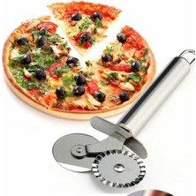 Çift Başlı Metal Pizza Kesici ve Hamur Ruleti