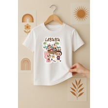 Blitzistanbul Labubu Desenli Renkli Baskılı Kız Çocuk Tişörtü - 4-11 Yaş , Labubu Tshirt