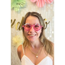 Bride To Be Yazılı Boncuklu Bride Parti Gözlüğü Pembe