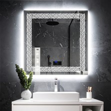 Dorein Beyaz Led'li Lazer Kumlamalı Lavabo & Banyo Aynası (Dokunmatik Sensörlü)