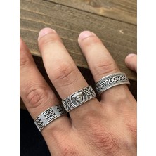 Aida Jewelss Ayarlanabilir Ölçü 925 Ayar Gümüş Kaplama Klasik Desen Işçilikli 3lü Tasarım Yüzük