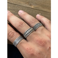 Aida Jewelss Ayarlanabilir Ölçü 925 Ayar Gümüş Kaplama Klasik Desen Işçilikli 3lü Tasarım Yüzük