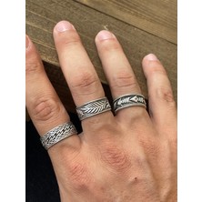 Aida Jewelss Ayarlanabilir Ölçü 925 Ayar Gümüş Kaplama Klasik Desen Işçilikli 3lü Tasarım Yüzük