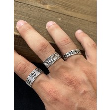 Aida Jewelss Ayarlanabilir Ölçü 925 Ayar Gümüş Kaplama Klasik Desen Işçilikli 3lü Tasarım Yüzük