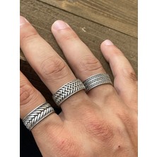 Aida Jewelss Ayarlanabilir Ölçü 925 Ayar Gümüş Kaplama Klasik Desen Işçilikli 3lü Tasarım Yüzük