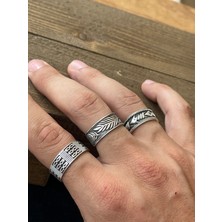 Aida Jewelss Ayarlanabilir Ölçü 925 Ayar Gümüş Kaplama Klasik Desen Işçilikli 3lü Tasarım Yüzük