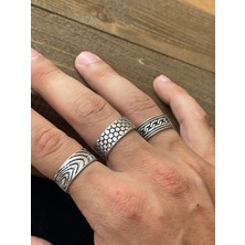 Aida Jewelss Ayarlanabilir Ölçü 925 Ayar Gümüş Kaplama Klasik Desen Işçilikli 3lü Tasarım Yüzük