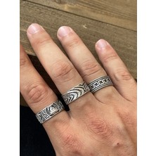 Aida Jewelss Ayarlanabilir Ölçü 925 Ayar Gümüş Kaplama Klasik Desen Işçilikli 3lü Tasarım Yüzük