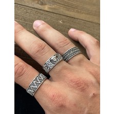 Aida Jewelss Ayarlanabilir Ölçü 925 Ayar Gümüş Kaplama Klasik Desen Işçilikli 3lü Tasarım Yüzük