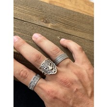 Aida Jewelss Ayarlanabilir Ölçü 925 Ayar Gümüş Kaplama Klasik Desen Işçilikli 3lü Tasarım Yüzük