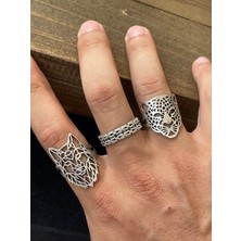 Aida Jewelss Ayarlanabilir Ölçü 925 Ayar Gümüş Kaplama Klasik Desen Işçilikli 3lü Tasarım Yüzük