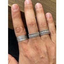 Aida Jewelss Ayarlanabilir Ölçü 925 Ayar Gümüş Kaplama Klasik Desen Işçilikli 3lü Tasarım Yüzük