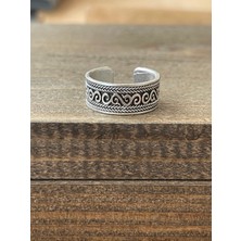 Aida Jewelss Ayarlanabilir Ölçü 925 Ayar Gümüş Kaplama Klasik Desen Işçilikli Tasarım Yüzük