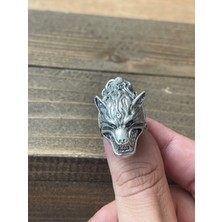 Aida Jewelss Ayarlanabilir Ölçü  925 Ayar Gümüş Kaplama Kurt Başı Tasarım Yüzük